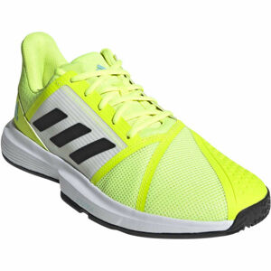 adidas COURTJAM BOUNCE M Pánská tenisová obuv, Reflexní neon,Bílá,Černá, velikost 10.5