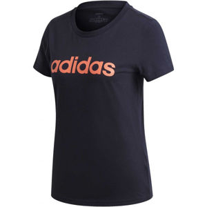 adidas E LIN SLIM TEE Dámské tričko, Tmavě modrá,Oranžová, velikost S