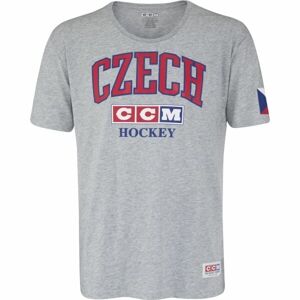 CCM FLAG TEE TEAM CZECH Pánské tričko, šedá, velikost S