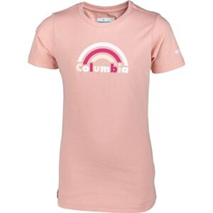 Columbia MISSION LAKE SHORT CRAPHIC SHIRT Dívčí tričko, Růžová,Bílá,Mix, velikost S