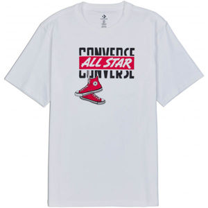 Converse DANGLING CHUCK SS TEE Pánské triko, Bílá,Černá,Červená, velikost M