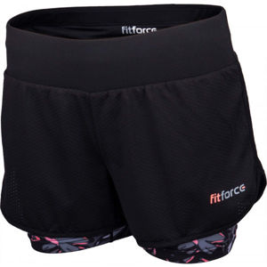 Fitforce ALBONA Dámské fitness šortky 2 v 1, černá, velikost XL