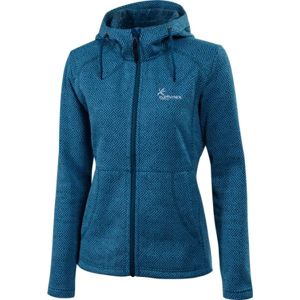 Klimatex LENDA Dámský outdoor svetr s kapucí, Tmavě modrá,Bílá, velikost L