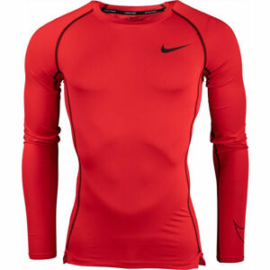 Nike PRO DRI-FIT Pánské triko s dlouhým rukávem, červená, veľkosť L