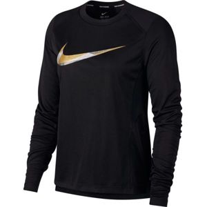 Nike MILER TOP LS METALLIC černá M - Dámské běžecké triko