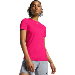 Nike NP 365 TOP SS ESSENTIAL W Dámské tričko, Růžová,Bílá, velikost S
