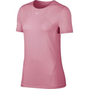 Nike NP TOP SS ALL OVER MESH W Dámské tréninkové tričko, Růžová, velikost S