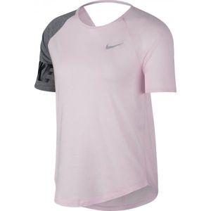 Nike W MILER TOP SS SD růžová L - Dámské triko