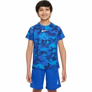 Nike NP DF SS TOP AOP B Chlapecké tréninkové tričko, modrá, velikost M