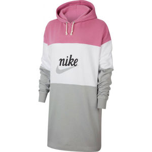 Nike NSW VRSTY HOODIE DRESS FT W růžová M - Dámské šaty