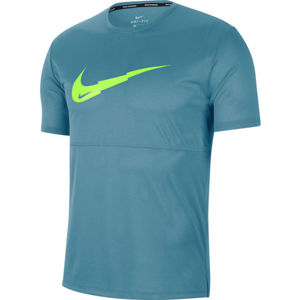 Nike BREATHE Pánské běžecké tričko, Modrá,Světle zelená, velikost L