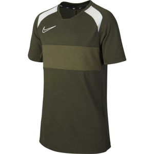 Nike DRY ACD TOP SS SA B Chlapecké fotbalové tričko, Khaki,Bílá, velikost XS