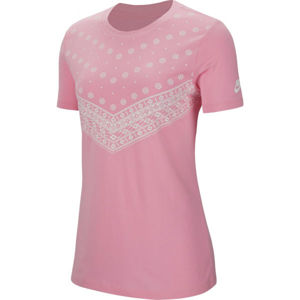 Nike NSW TEE HERITAGE W Dámské tričko, Růžová,Bílá, velikost