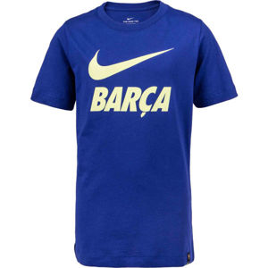 Nike FC BARCELONA TEE JNR Chlapecké fotbalové tričko, Modrá,Žlutá, velikost S
