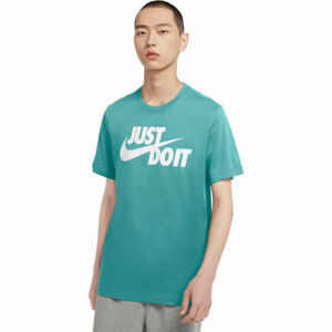 Nike NSW TEE JUST DO IT SWOOSH Pánské tričko, Tyrkysová,Bílá, velikost M