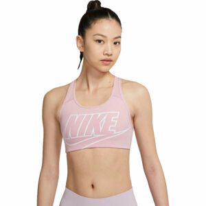 Nike SWOOSH FUTURA BRA Dámská sportovní podprsenka, Růžová,Bílá, velikost M