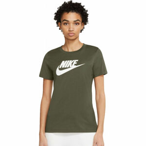 Nike NSW TEE ESSNTL ICON FUTURA Dámské tričko, Khaki,Bílá, velikost XL