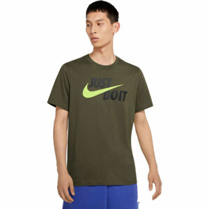 Nike NSW TEE JUST DO IT SWOOSH Pánské tričko, Khaki,Černá,Světle zelená, velikost M