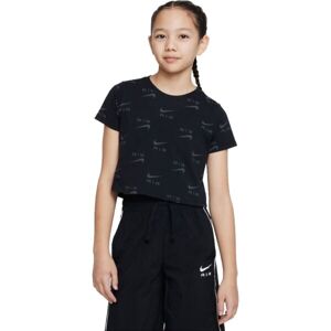 Nike NSW TEE CROP AIR AOP Dívčí tričko, černá, velikost L