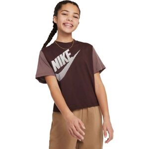 Nike Dívčí tričko Dívčí tričko, hnědá, velikost S