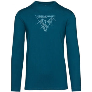 Northfinder VANPY Pánské bavlněné tričko s potiskem, Tyrkysová,Světle modrá, velikost S