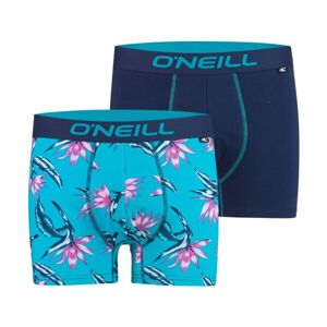 O'Neill MEN BOXER FLORAL TEAL&PLAIN 2PACK Pánské boxerky, modrá, velikost S