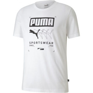 Puma BOX PUMA TEE Pánské sportovní triko, Bílá,Černá, velikost XL