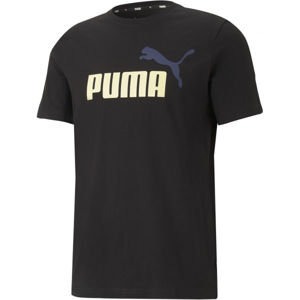 Puma ESS + 2 COL LOGO TEE Pánské triko, Černá,Tmavě modrá,Béžová, velikost M