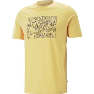 Puma GRAPHICS SUMMER TEE Pánské triko, žlutá, velikost XL