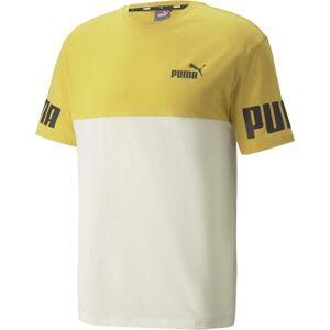 Puma POWER COLORBLOCK TEE Pánské triko, Béžová,Žlutá,Černá, velikost XXL